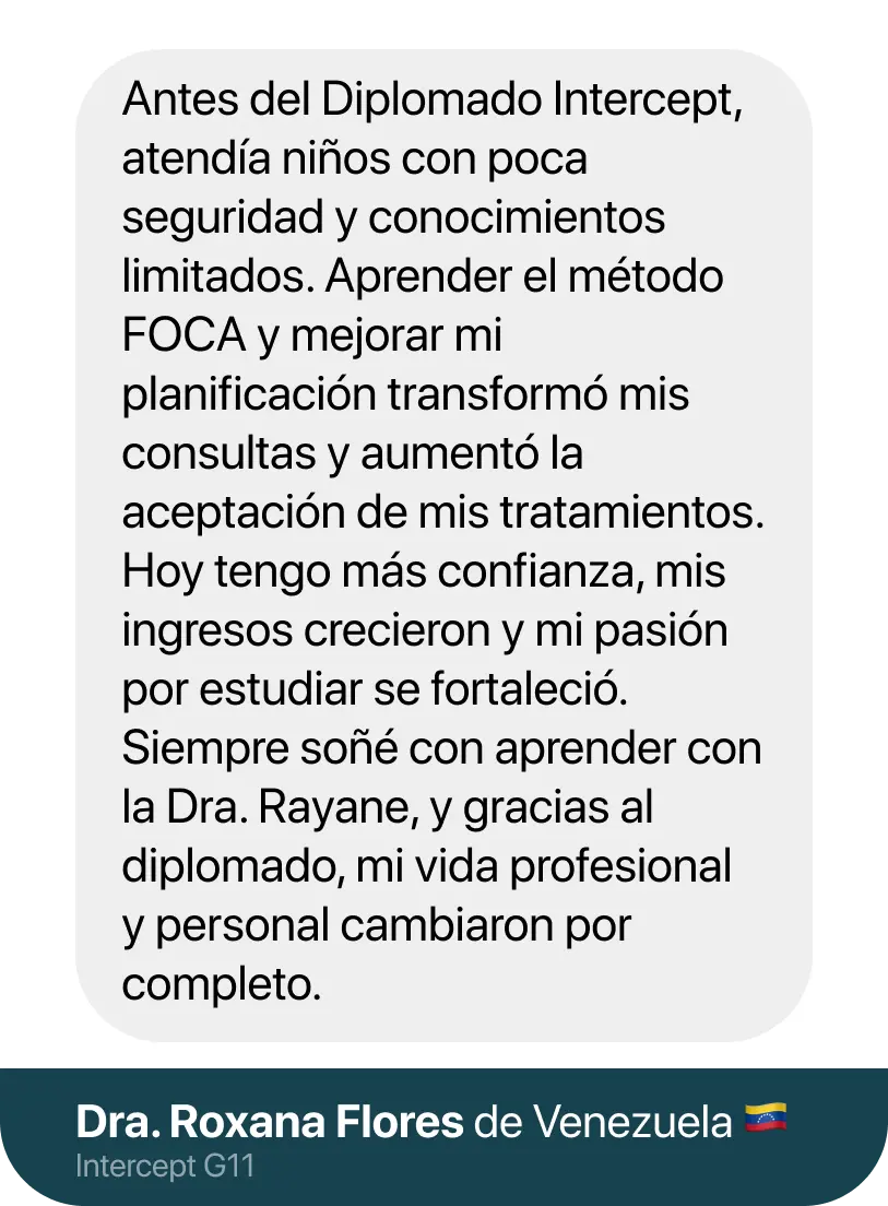 Testimonio de Dra. Roxana Flores, de Venezuela, alumna del Diplomado Intercept